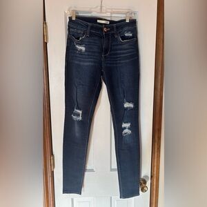 Daytrip Lynx Dark Wash Distressed Skinny Jeans